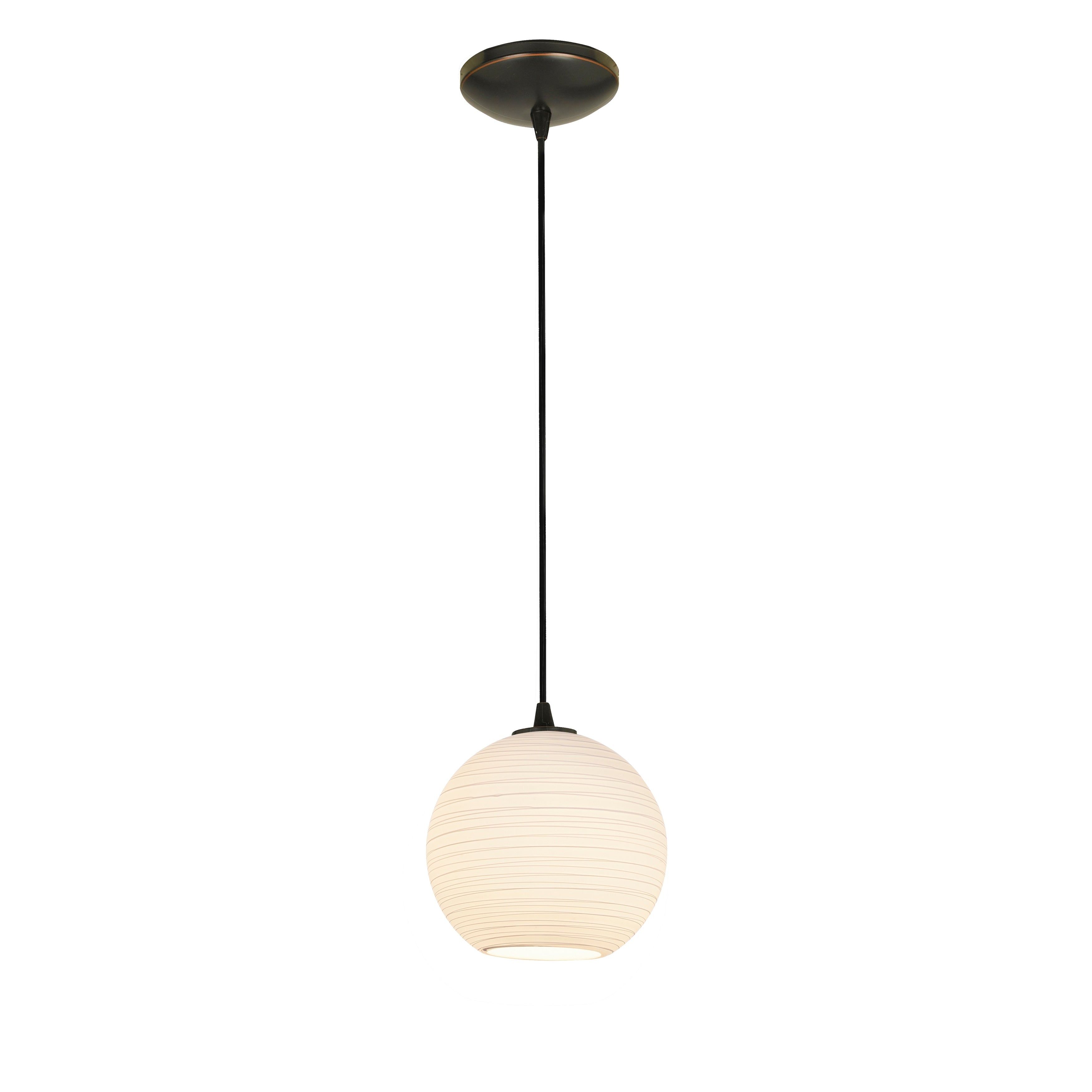 Access Lighting Japanese Lantern 8 Inch Bronze Cord Pendant With White Lined Shade