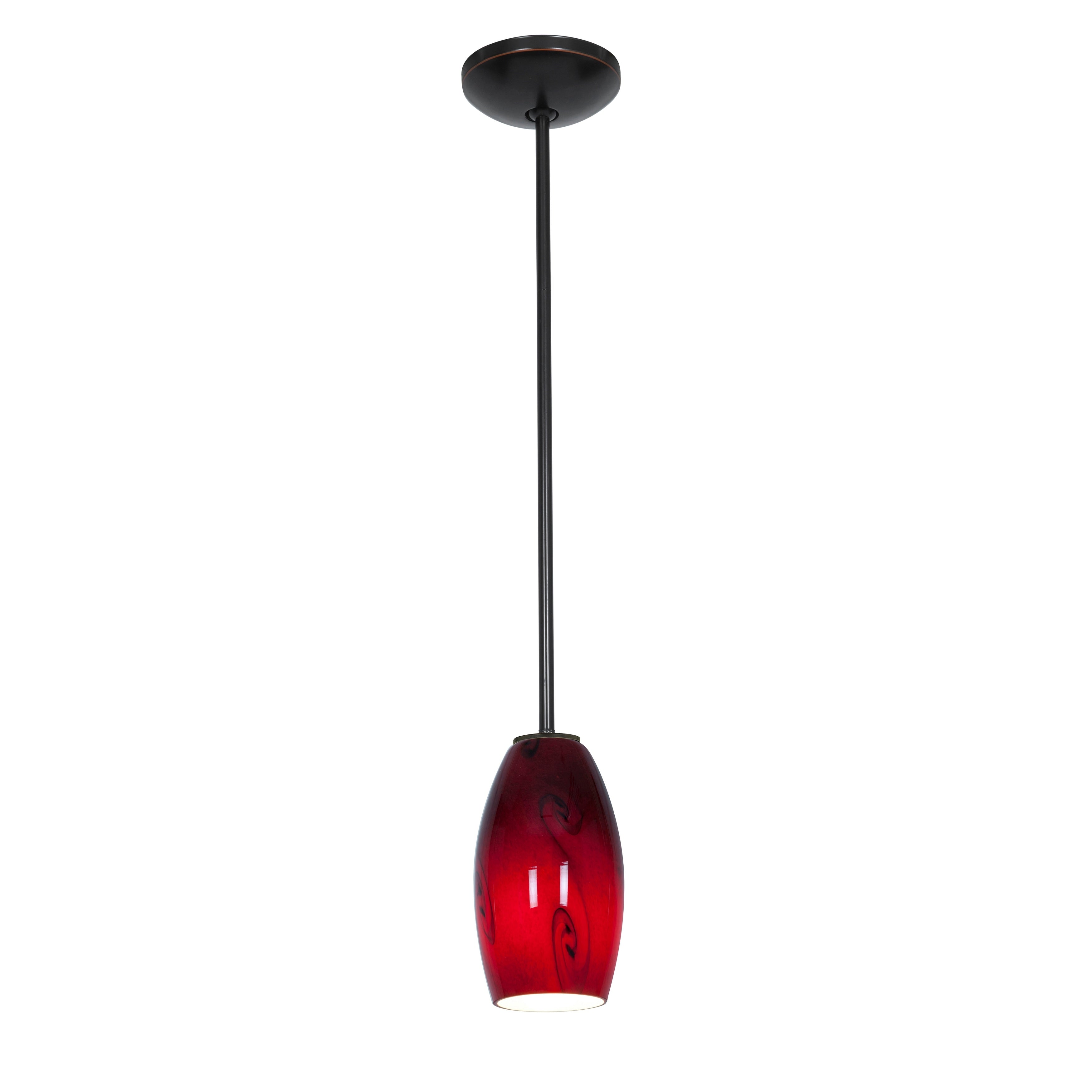 Access Lighting Merlot Bronze Led Rod Pendant Red Sky Shade