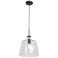 Access Lighting Simplicite Black Round Pendant With Clear Wavy Glass Shade