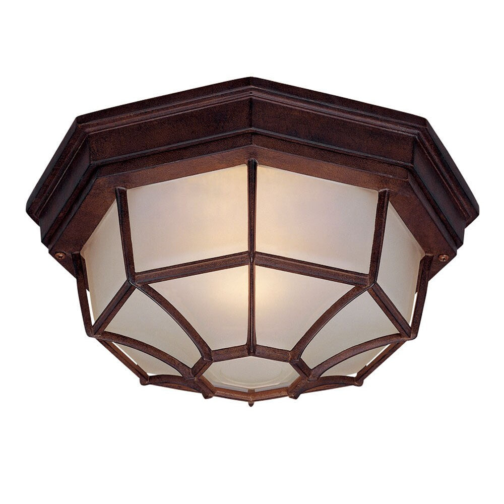 Acclaim Flushmount 2 Light Outdoor Burled Walnut Ceiling Light