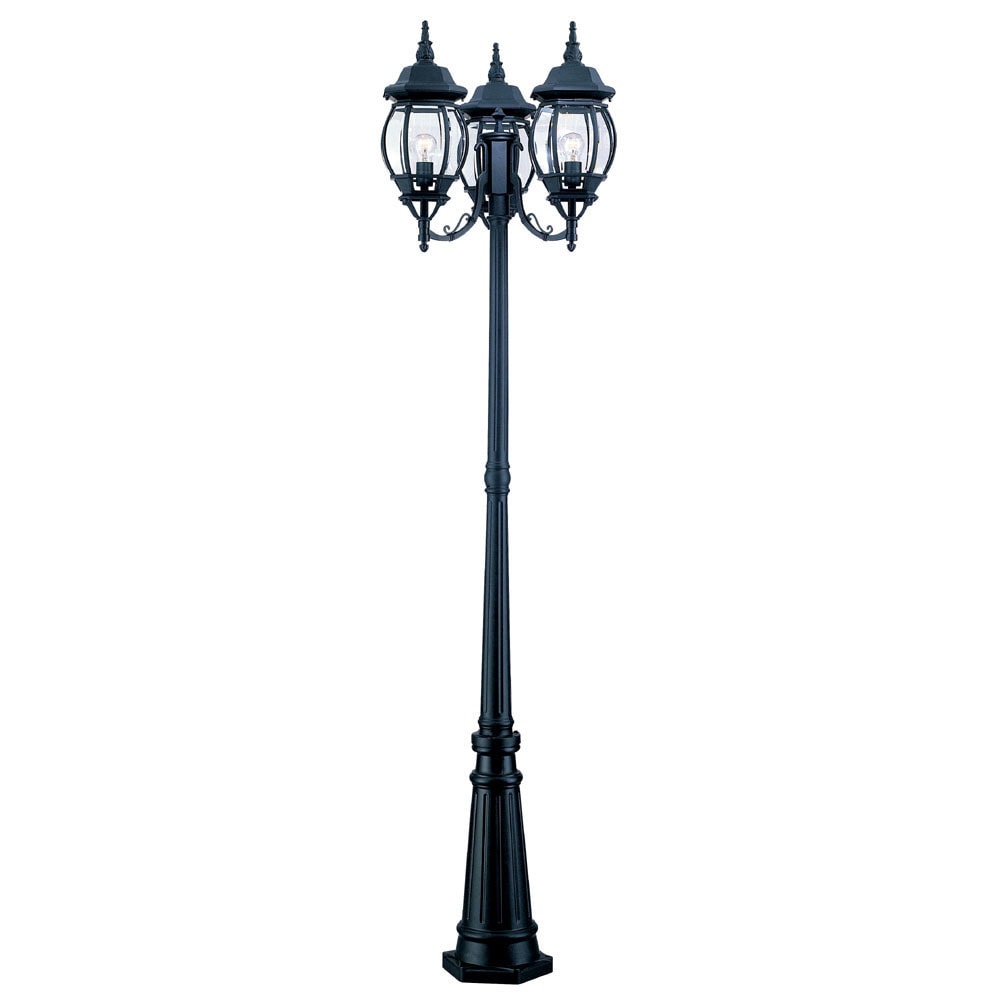 Acclaim Lighting Chateau Collection Matte Black Aluminum Glass 3 Head Surface Mount Outdoor Lamp Post Combination