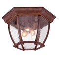 Acclaim Lighting Flushmount Collection Ceiling Mount 3 Light Outdoor Burled Walnut Light Fixture With Clear Seeded Glass