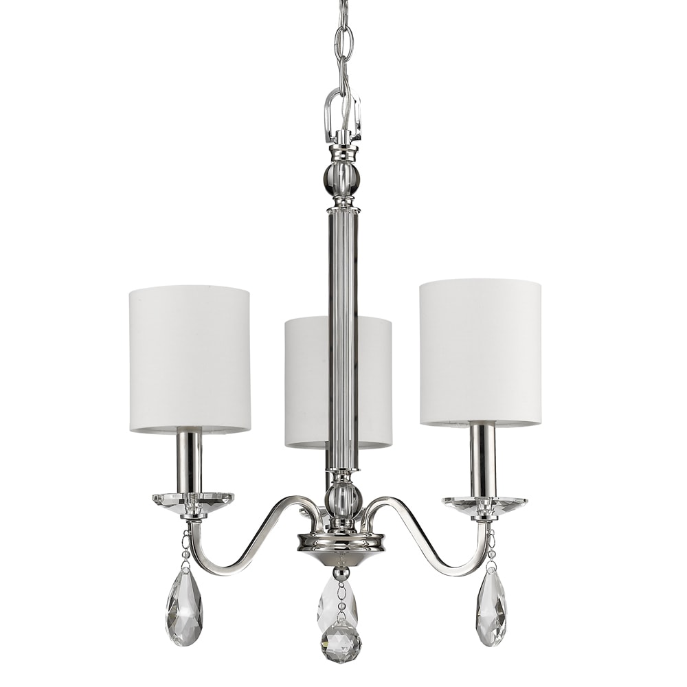 Acclaim Lighting Lily Indoor 3 Light Mini Chandelier With Shades And Crystal Pendants In Polished Nickel Silver