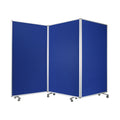 Accordion Style Fabric Upholstered 3 Panel Room Divider Blue And Gray
