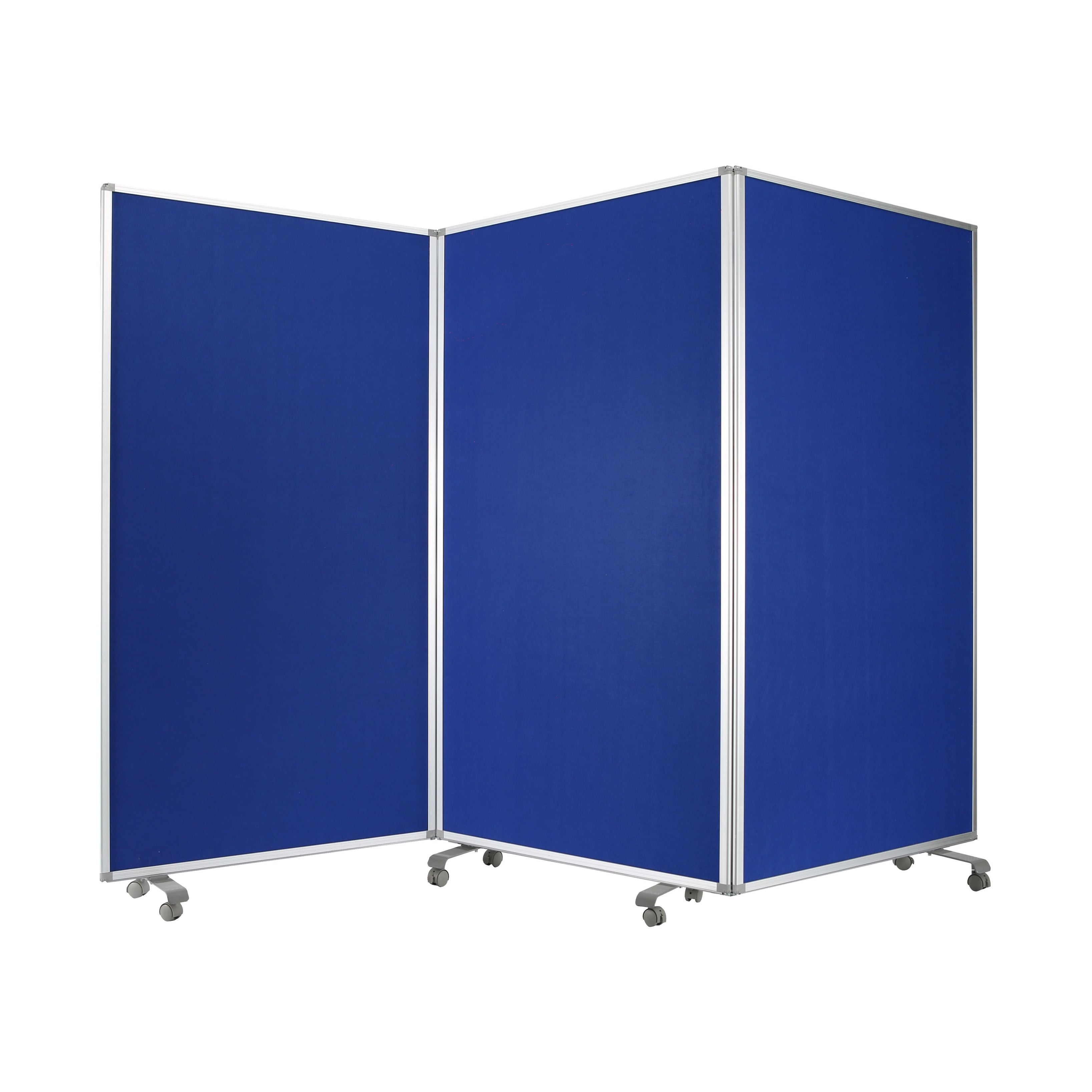 Accordion Style Fabric Upholstered 3 Panel Room Divider Blue And Gray