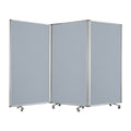Accordion Style Fabric Upholstered 3 Panel Room Divider Gray