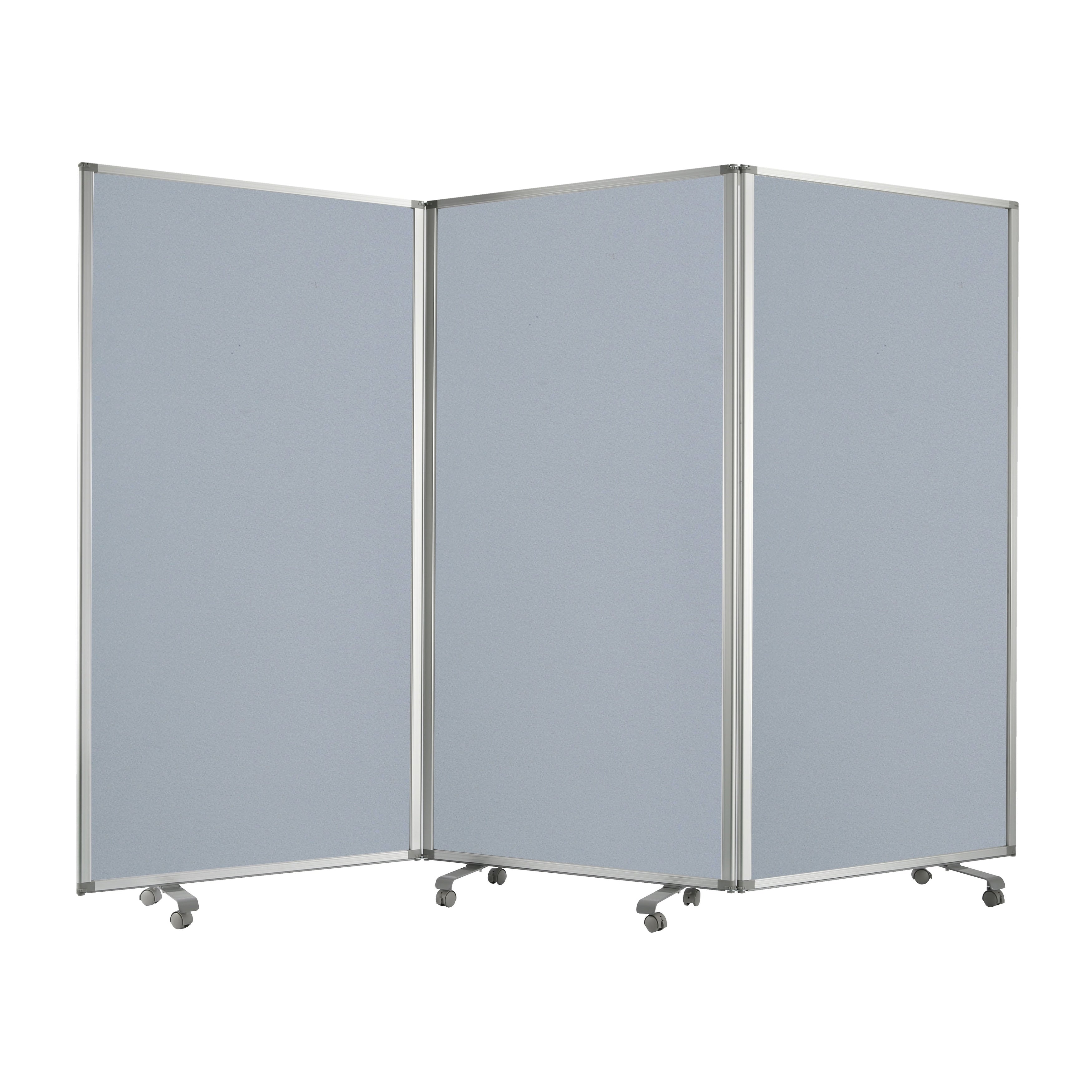 Accordion Style Fabric Upholstered 3 Panel Room Divider Gray