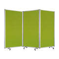 Accordion Style Fabric Upholstered 3 Panel Room Divider Green And Gray
