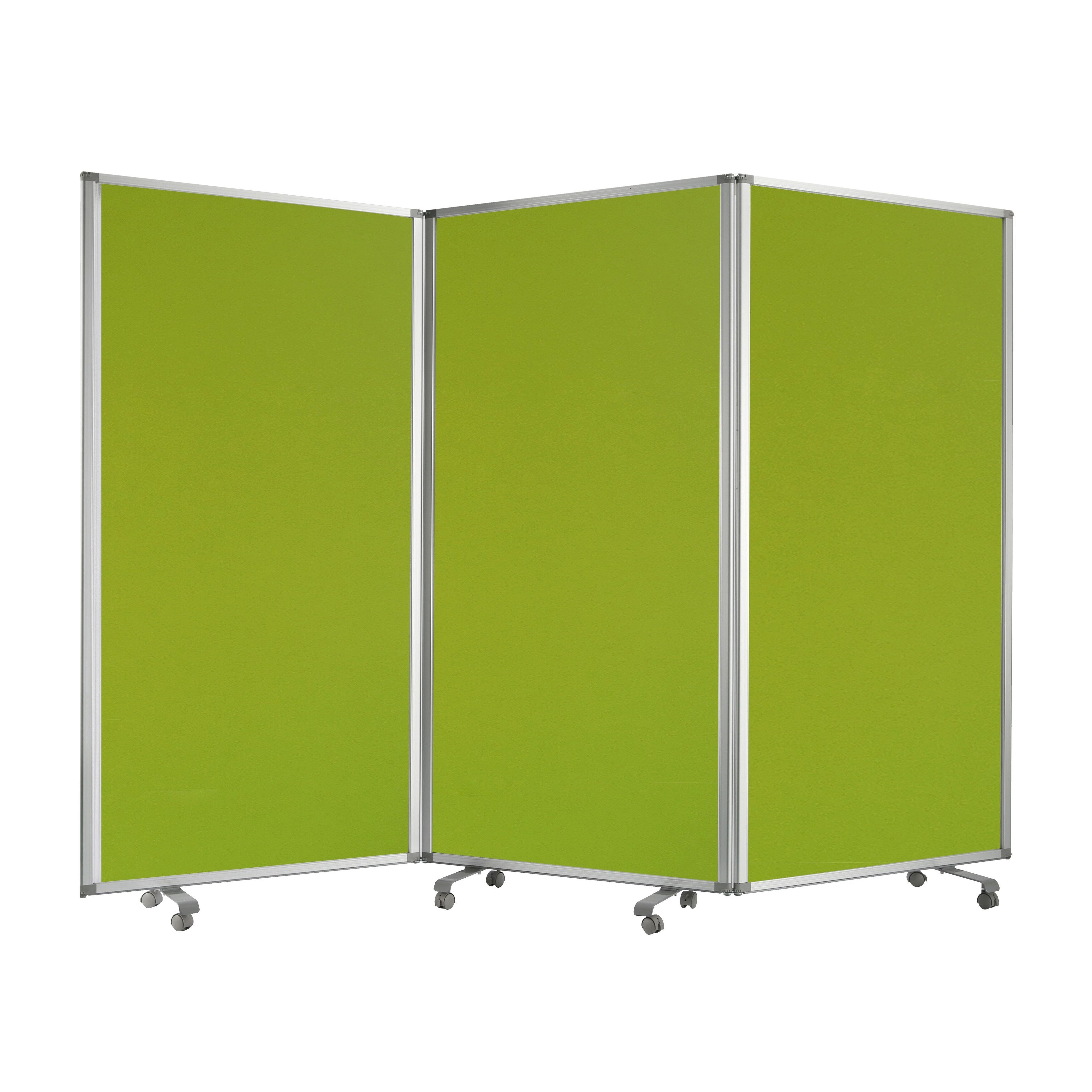 Accordion Style Fabric Upholstered 3 Panel Room Divider Green And Gray