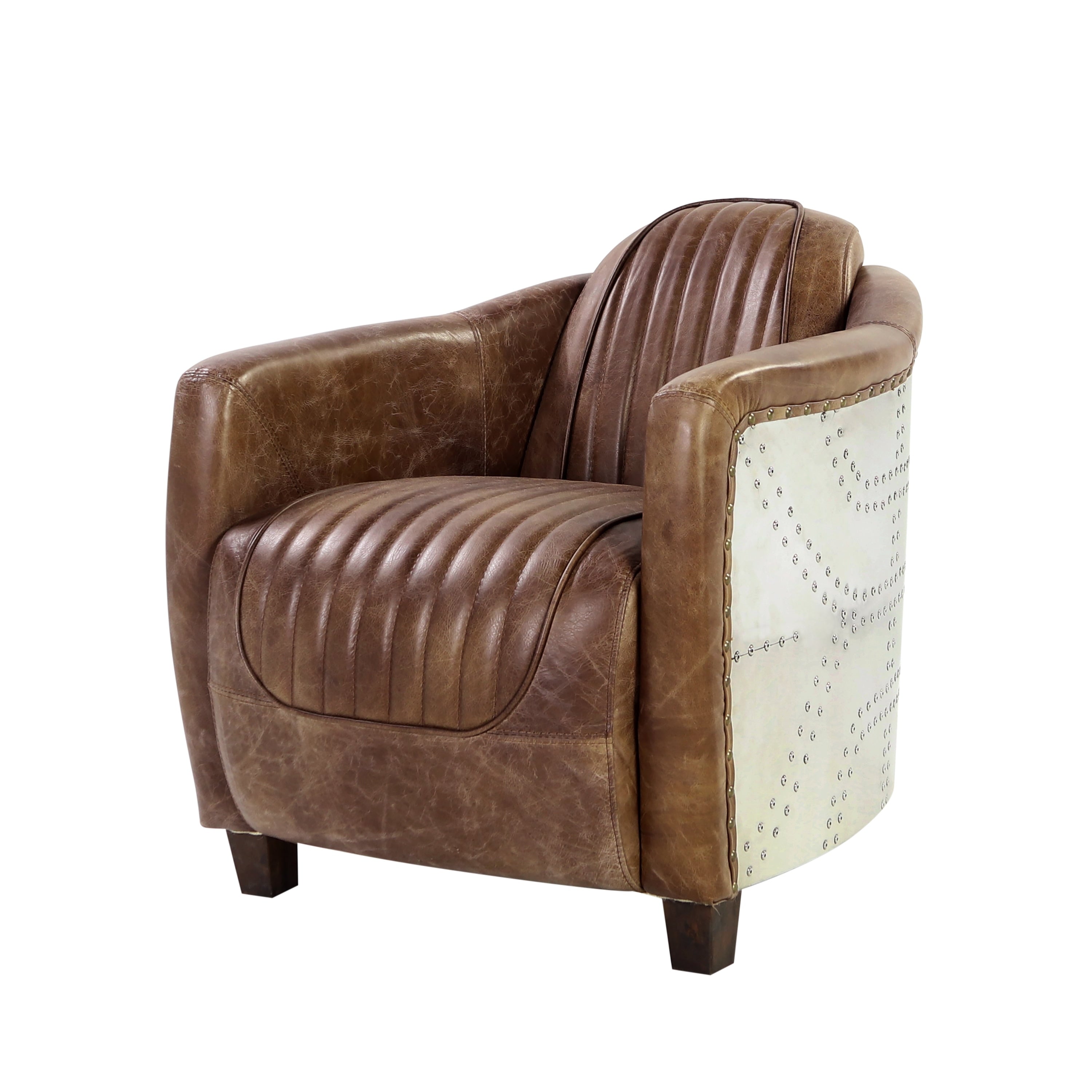 Acme Furniture Brancaster Top Grain Leather Arm Chair Retro Brown