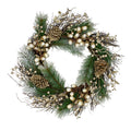 Acorn And Pine Cone Flocked Pine Needle Grapevine Christmas Wreath 22 Inch Unlit N A