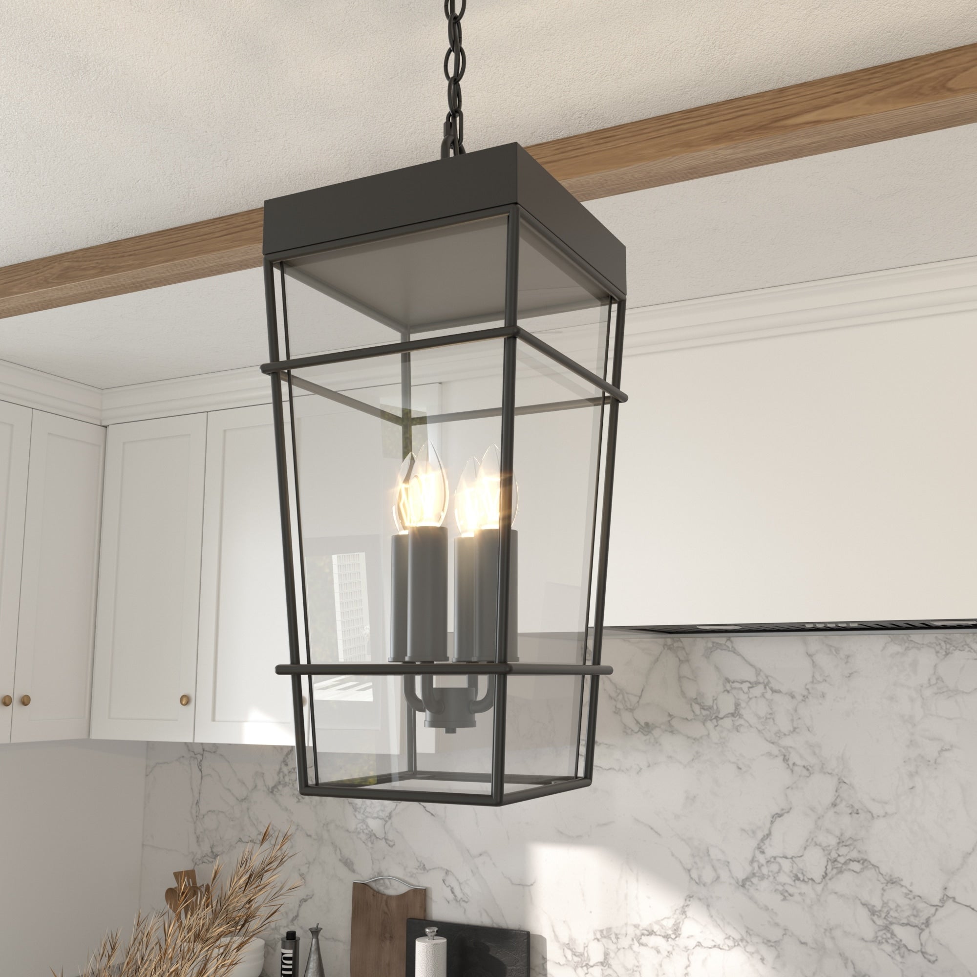 Acroma 3 Light Matte Black Outdoor Pendant Lantern
