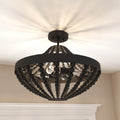 Acroma 4 Light Boho Wood Beaded Semi Flush Mount Ceiling Light