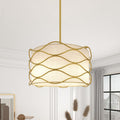Acroma 4 Light Modern Wave Frame Drum Chandelier With Fabric Shade