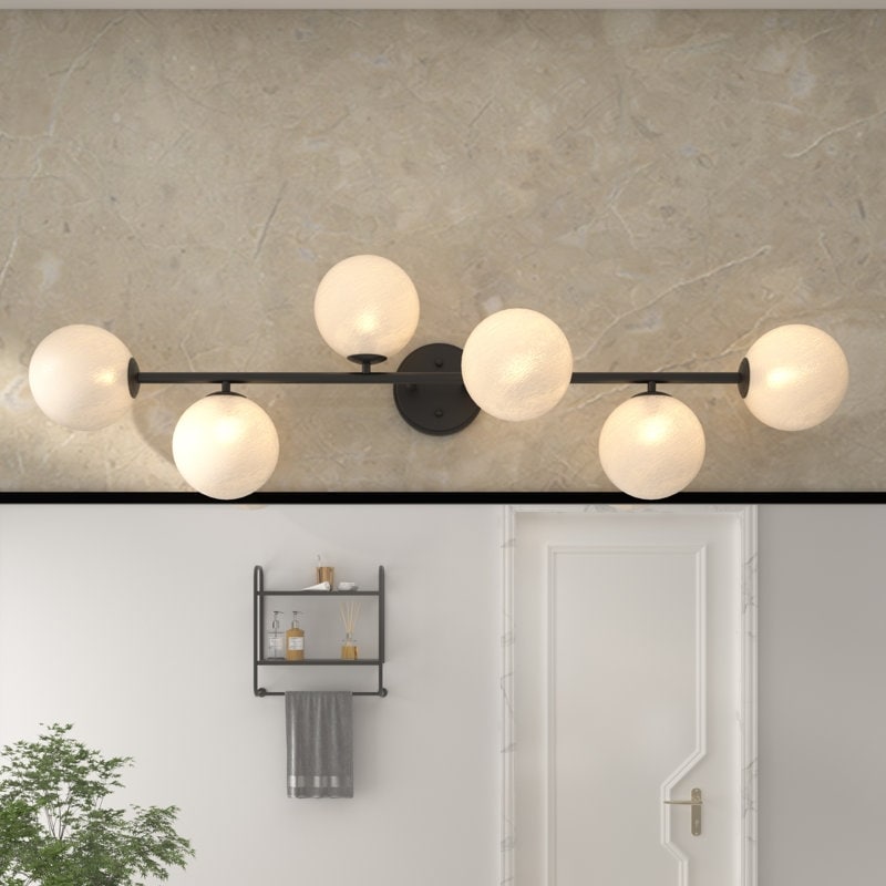 Acroma 6 Light Black Vanity Light With Globe Shades