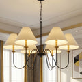 Acroma 6 Light Black Glod Chandelier With Fabric Shade