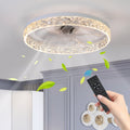 Acrylic Ceiling Fan Light With Remote Control Dimmable Led Chandelier 6 Speed Adjustable Quiet Motor Flush Mount Design