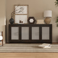 Acrylic Doors Creative White Brown Buffet Sideboard Bookcase Accent Storage Cabinet Elegant Storage With Rich Wood Grain Finish