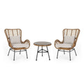 Acuna Outdoor 3 Piece Wicker Chat Set With Cushions By Christopher Knight Home