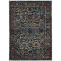 Bordered Floral Traditional Blue Purple Area Rug 710 X 1010