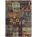 Patchwork Ikat Multi Blue Area Rug 53 X 73