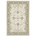Adalynn Traditional Bordered Ivory Blue Area Rug