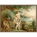 Adam And Eve In Paradise By Heinrich Jenny Framed Canvas Wall Art Print
