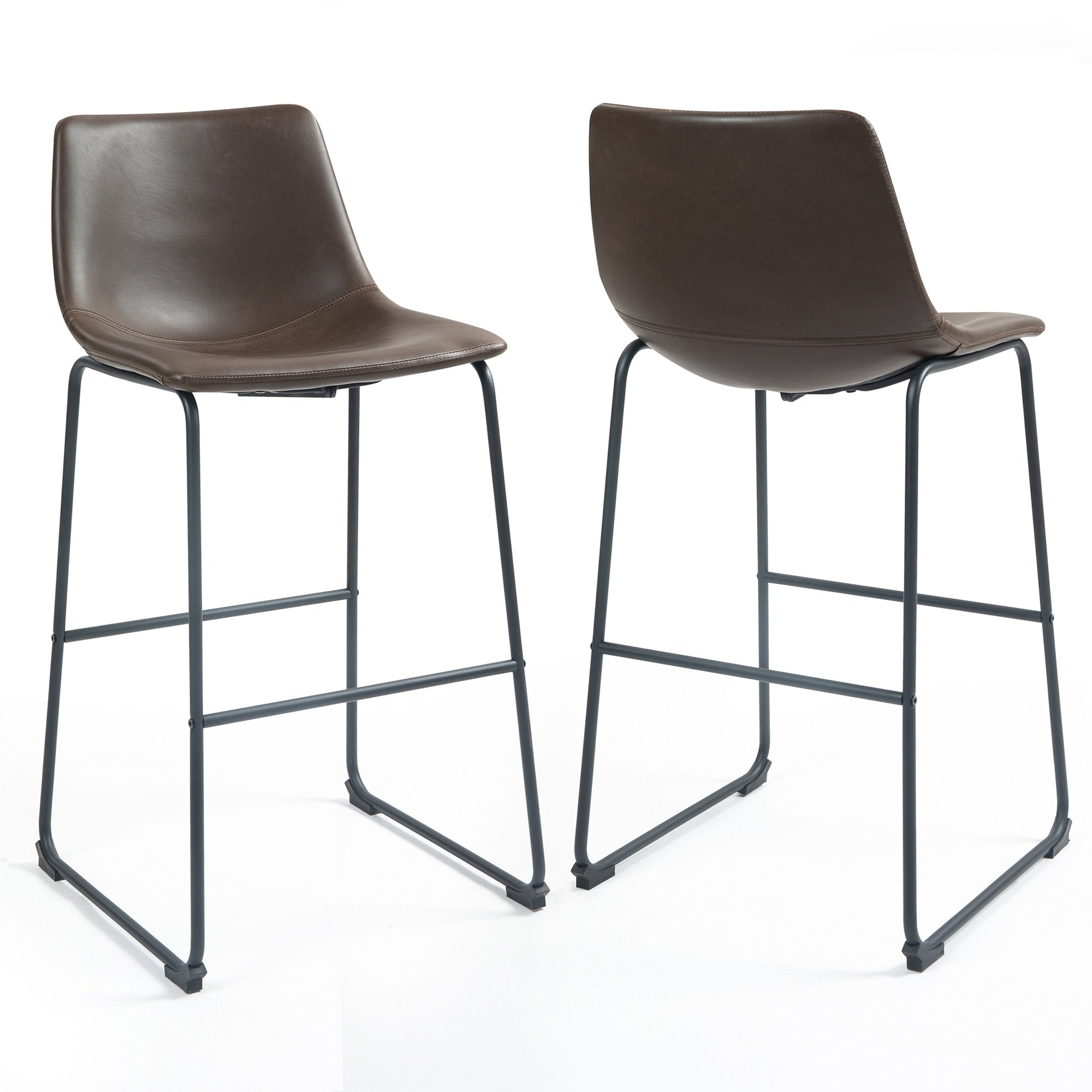Adan Faux Leather Iron Frame Bar Stool Set Of 2
