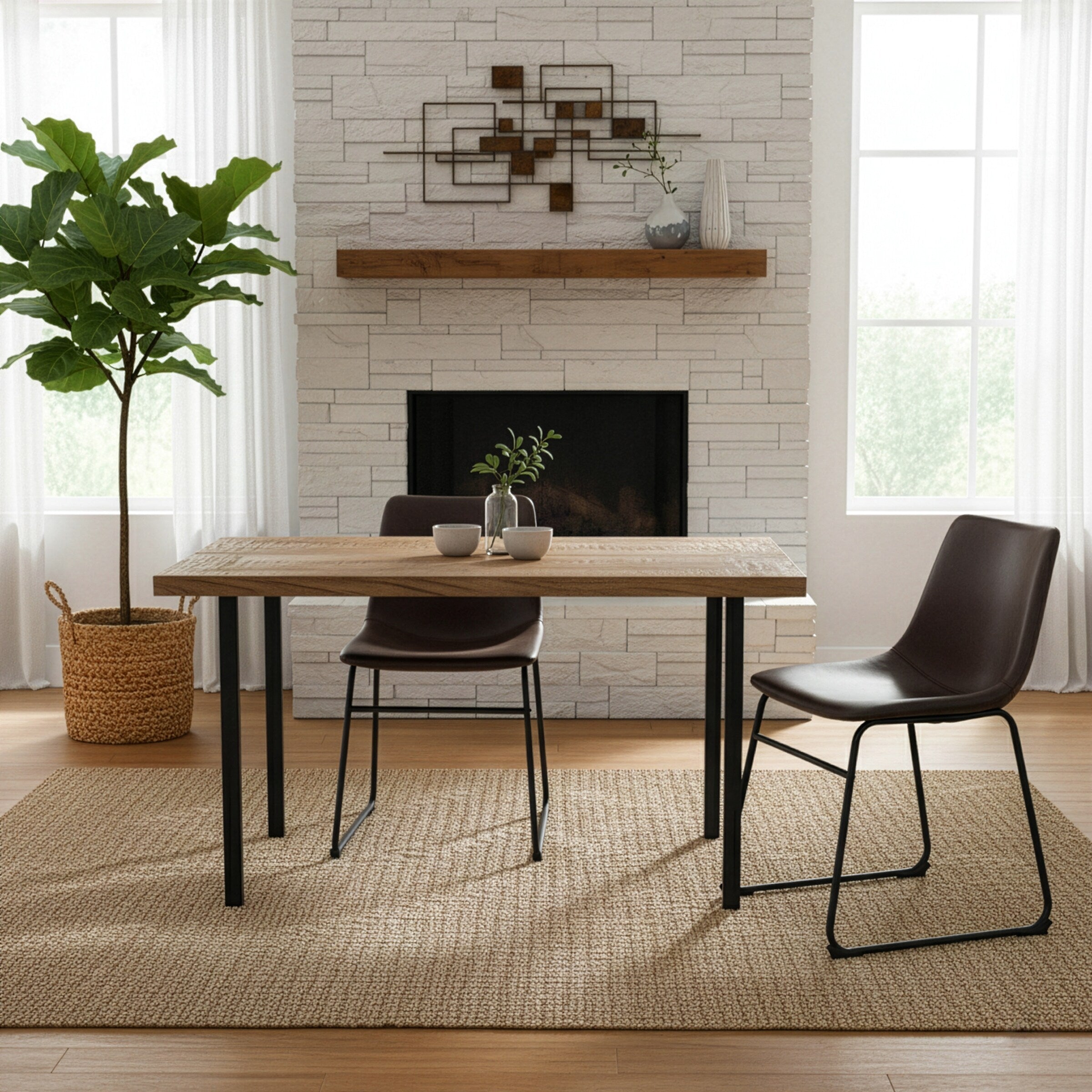 Adan Iron Frame Faux Leather Dining Chair Set Of 2