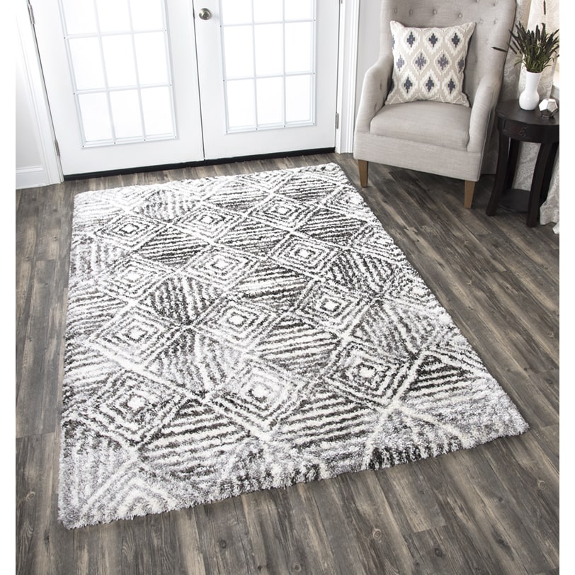 Adana Charcoal Ivory Geometric Area Rug 710 X 106 710 X 106