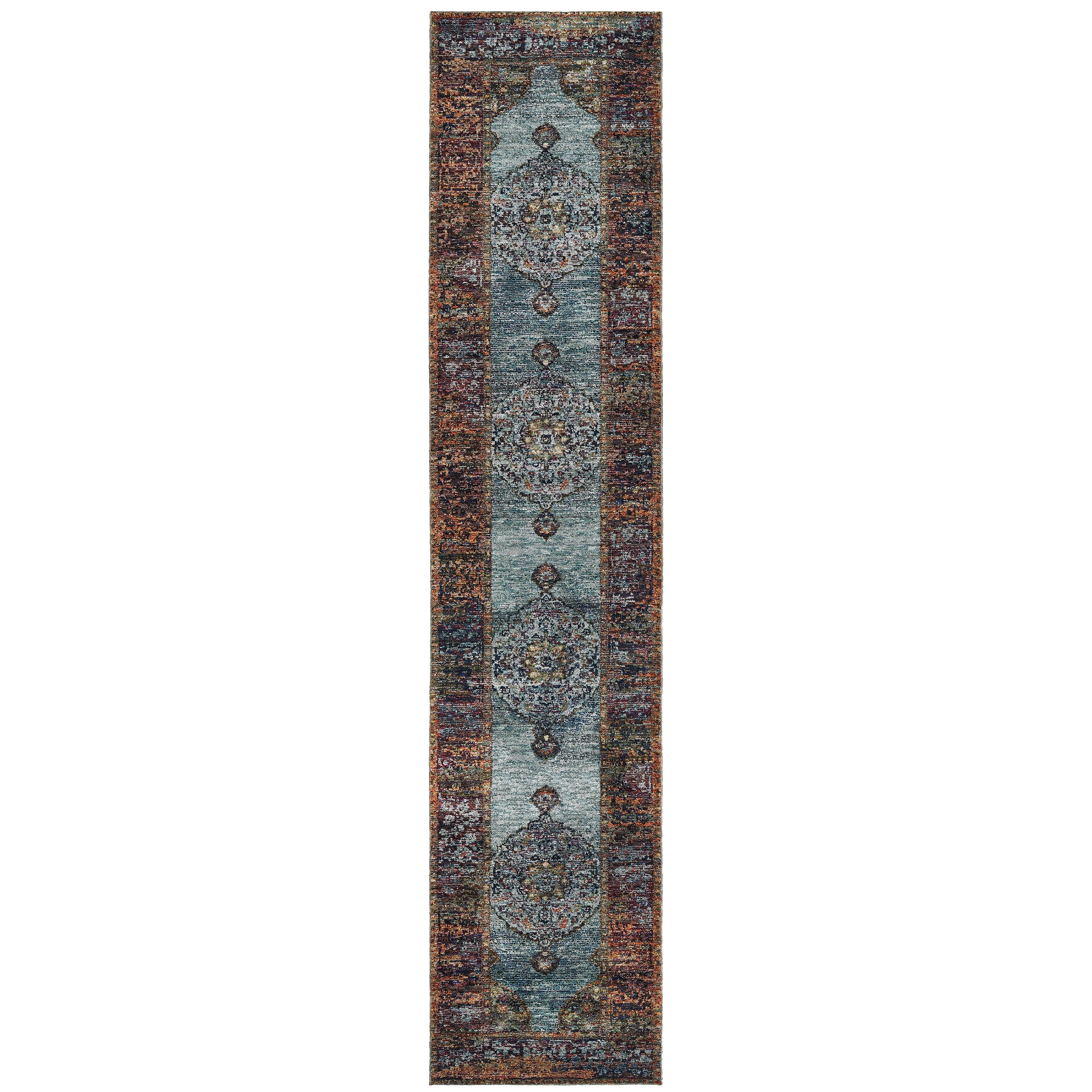 Gracewood Hollow Morris Medallion Blue Multi Runner Rug 23 X 8 Runner