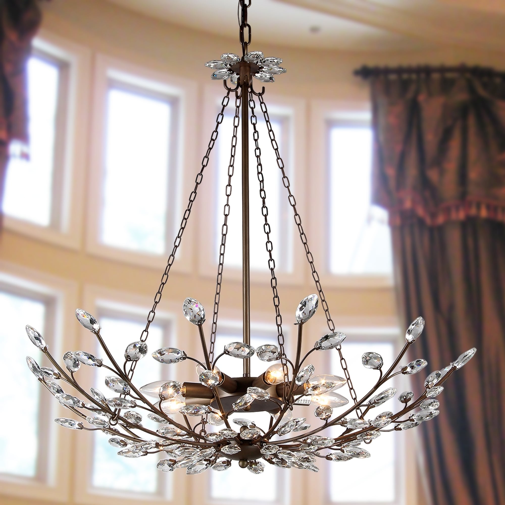 Addie 8 Light Crystal 30 Inch Antique Bronze Chandelier