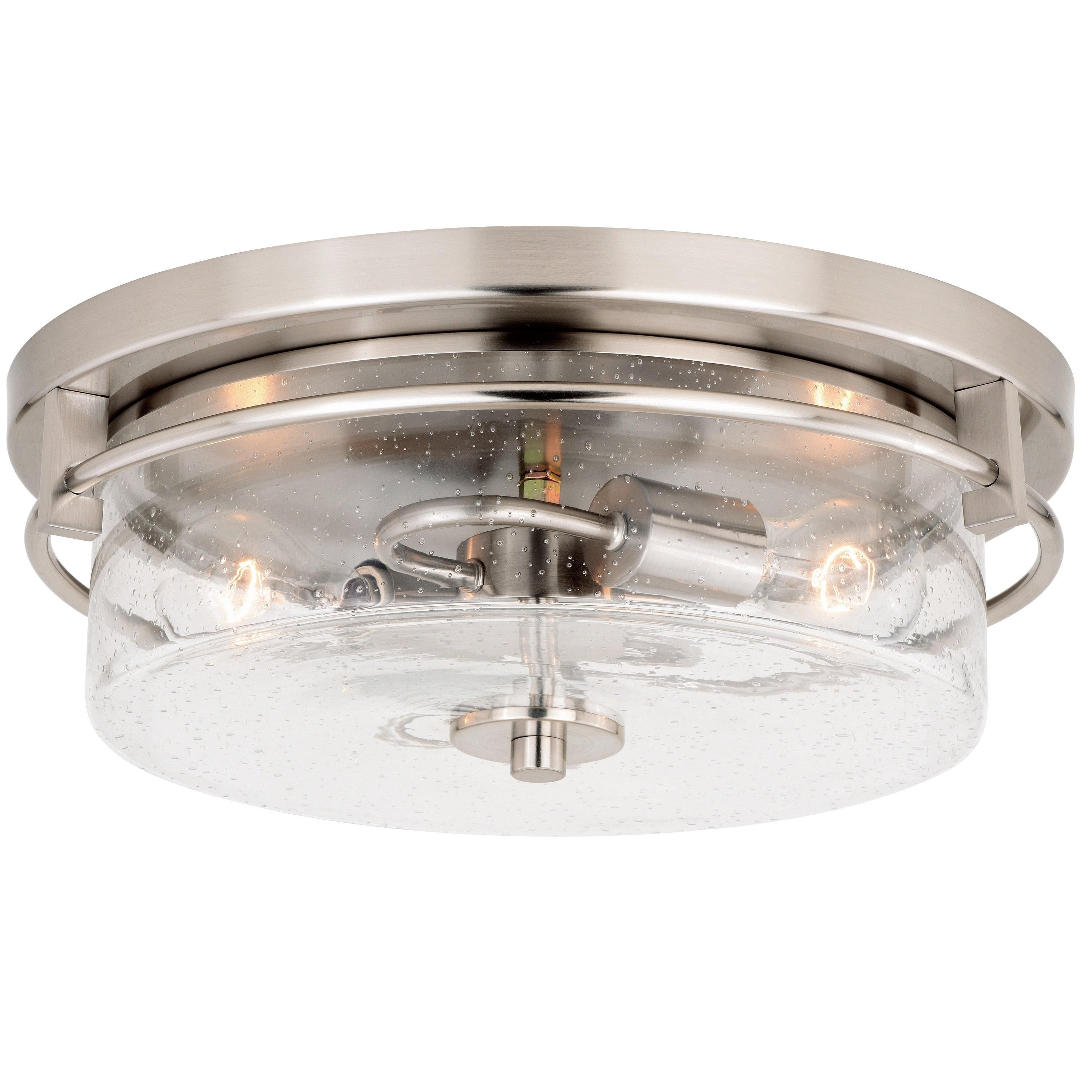 Addison 15 In W Satin Nickel Flush Mount Ceiling Light Fixture Clear Glass 15 In. W X 8 In. H X 15 In. D
