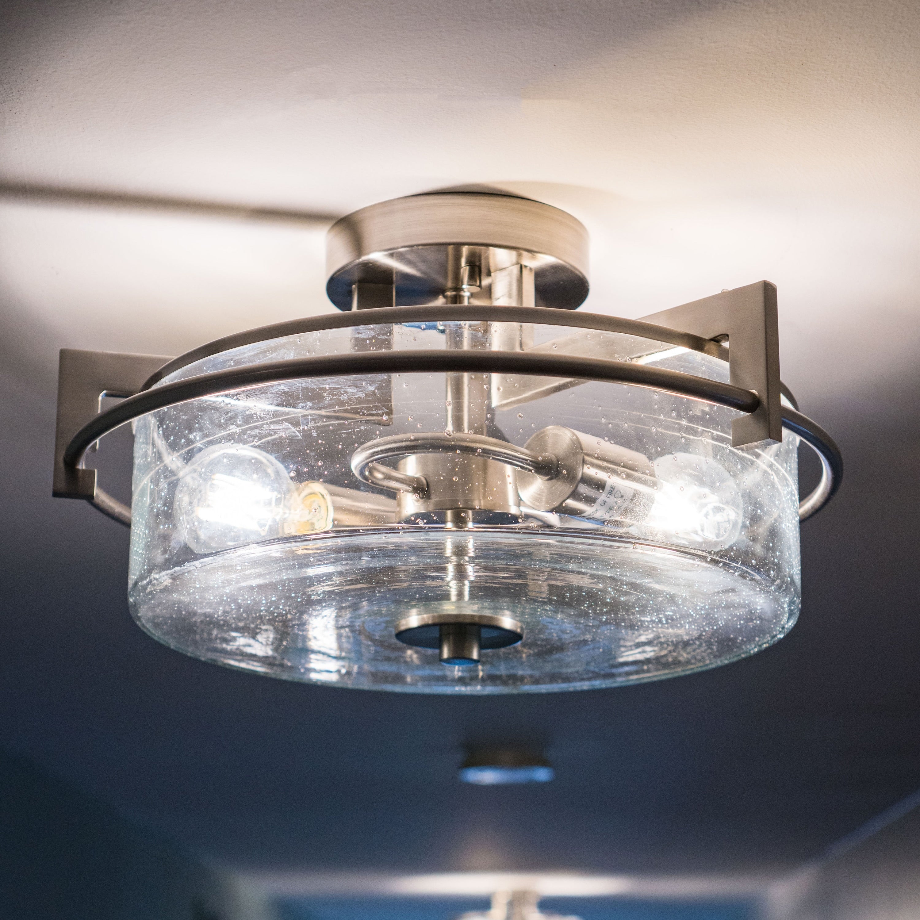 Vaxcel Addison 15 Semi Flush Mount Satin Nickel