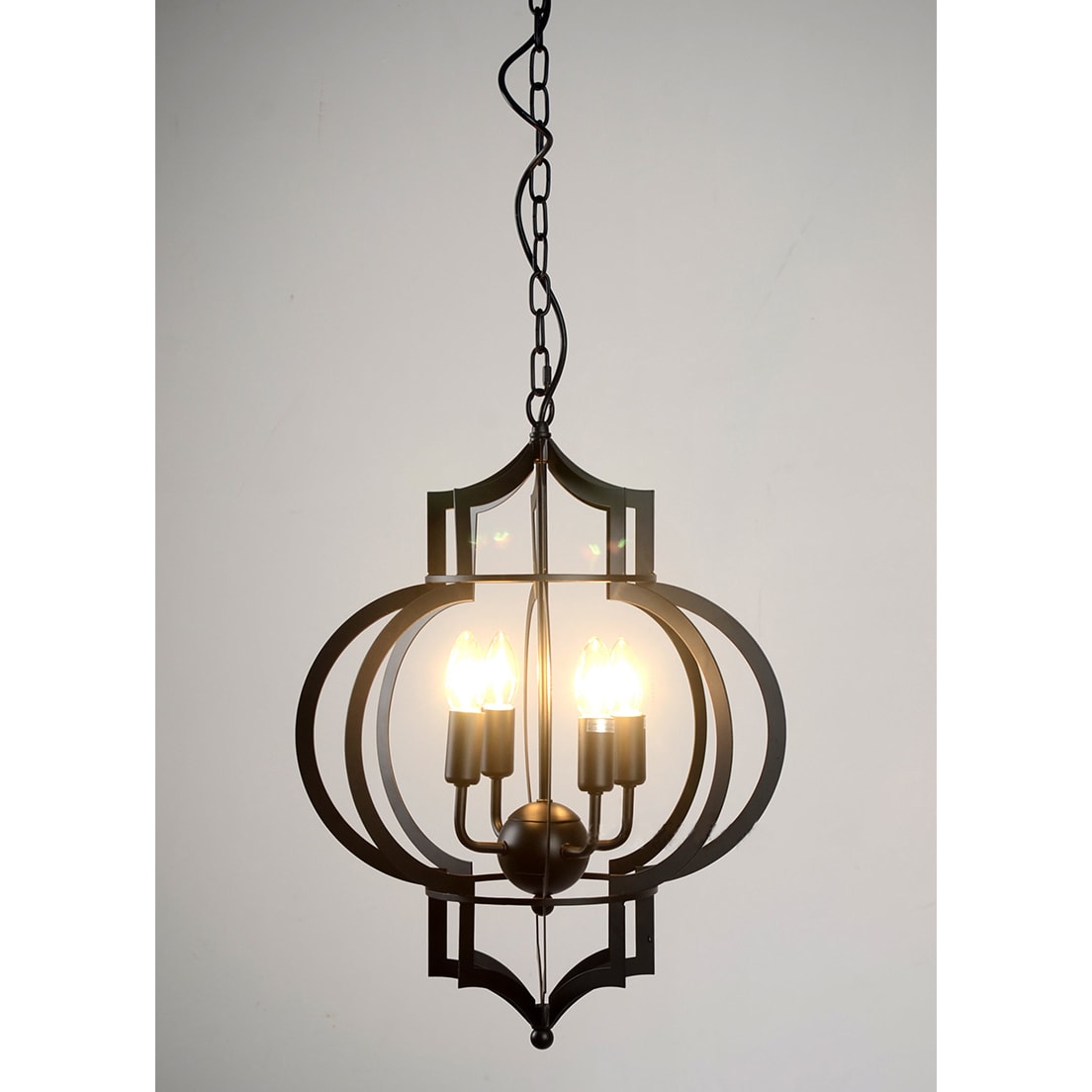 Addison 4 Light Black Finished 17 Inch Chandelier With Bulbs