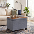 Adeco Upholstered Storage Ottoman With Reversible Tray Lid