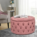 Adeco 3D Button Tufted Round Cocktail Ottoman