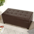 Adeco 40 Faux Leather Storage Ottoman Bench With Tufted Button 40 X18.8 X16.5
