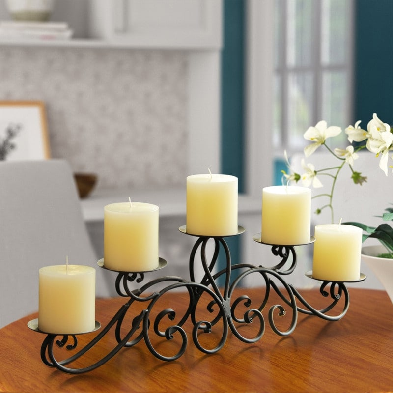 Adeco 5 Pillar Iron Tabletop Candle Holder