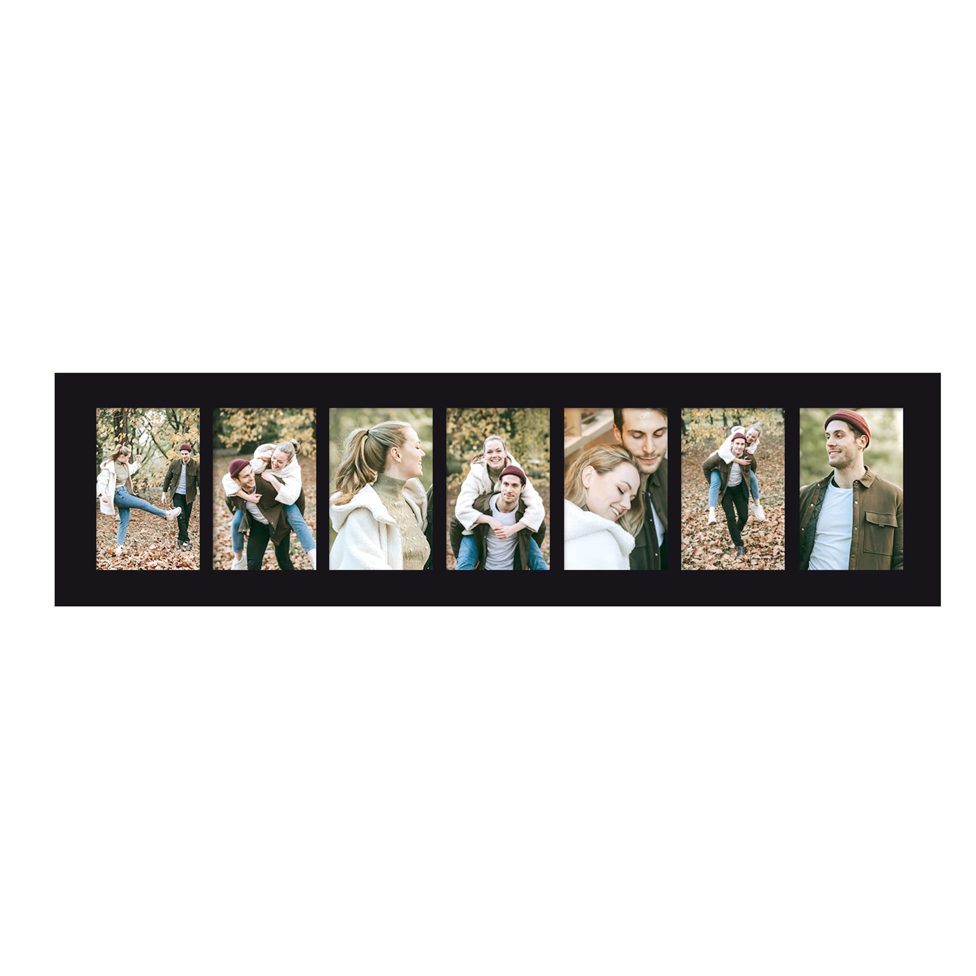 Adeco Black Wood Hanging Divided 4 X 6 Inch Photo Frame With 7 Openings
