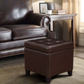 Adeco Bonded Leather Square Storage Ottoman