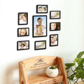 Adeco Decorative Black Wood 10 Piece Photo Frame Set For 8 4 X 6 Inch 1 6 X 8 Inch And 1 8 X 12 Inch Pictures