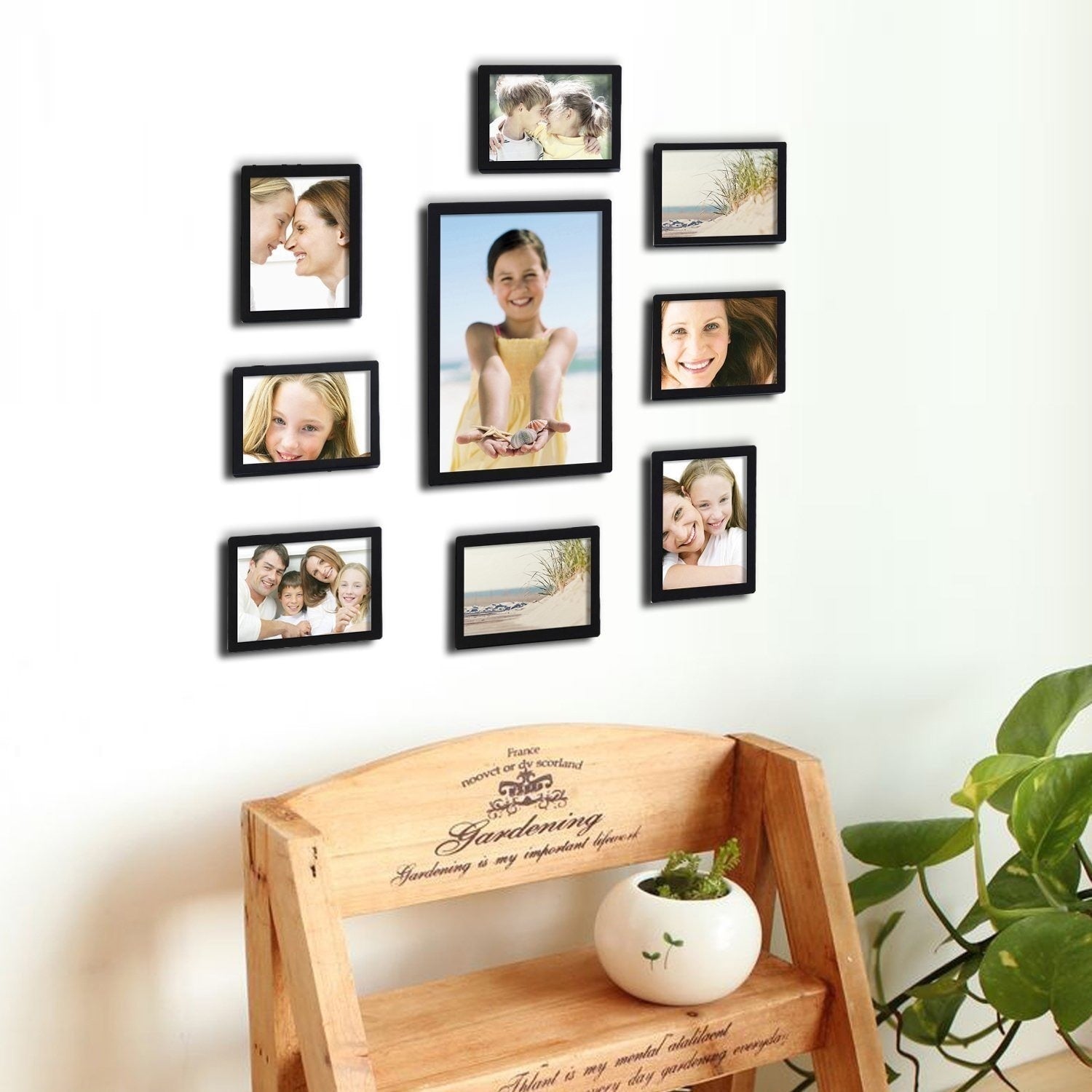 Adeco Decorative Black Wood 10 Piece Photo Frame Set For 8 4 X 6 Inch 1 6 X 8 Inch And 1 8 X 12 Inch Pictures