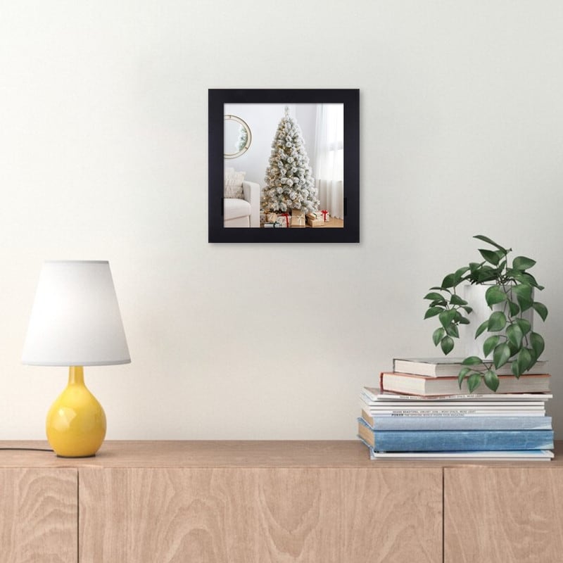 Adeco Decorative Black Wood 1.25 Inch Wide Wall Hanging 10 X 10 Inch Photo Frame
