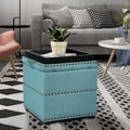 Adeco Fabric Square Ottoman With Tray