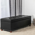 Adeco Faux Leather 47 By 17 Ottoman Bench Storage And Nailhead Trim