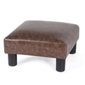 Adeco Ottoman Footstools Brown Distressed Faux Leather Foot Rest.