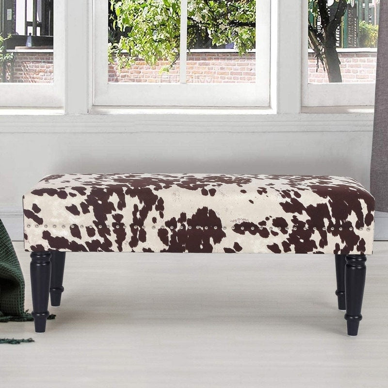 Adeco Rectangular Tufted Fabric Bed Bench Ottoman Footstool