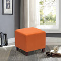 Adeco Simple British Style Cube Ottoman Footstool 16X16X16 Passionate Orange