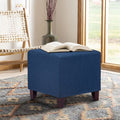 Adeco Simple British Style Cube Ottoman Footstool 16X16X16 Cobalt Blue